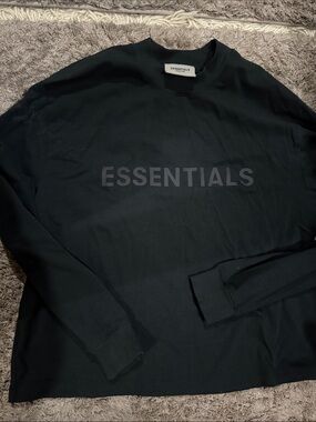 Fear of god Essentials Black Tonal Logo long sleeve cropped